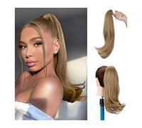 Moño de Pelo Clip de extensión de cabello de cola de caballo largo y recto sintético de 16 "Clip de garra de moño rizado sintético for uso diario de las mujeres Pieza de Pelo de Moño Desordenado(E)