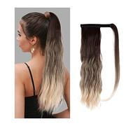 Moño de Pelo Cola de Caballo de onda larga de 16 pulgadas, extensión de pelo de cola de caballo rizada sintética, peluca, moño, peluca, moño de pelo for mujer todos los días Pieza de Pelo de Moño Deso
