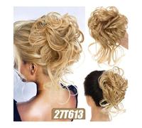Moño de pelo, Coletero sintético despeinado for mujer, con ondas y rizos. Extensiones de pelo(Gold brown varietal)