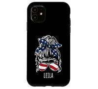 Moño de pelo desordenado Leila con diseños de gafas de sol con cinta de EE. UU Carcasa para iPhone 11