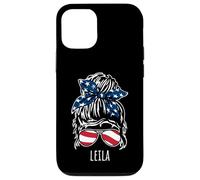 Moño de pelo desordenado Leila con diseños de gafas de sol con cinta de EE. UU Carcasa para iPhone 12/12 Pro