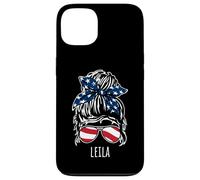 Moño de pelo desordenado Leila con diseños de gafas de sol con cinta de EE. UU Carcasa para iPhone 13