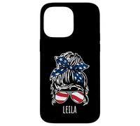 Moño de pelo desordenado Leila con diseños de gafas de sol con cinta de EE. UU Carcasa para iPhone 14 Pro Max