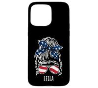 Moño de pelo desordenado Leila con diseños de gafas de sol con cinta de EE. UU Carcasa para iPhone 15 Pro Max