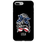 Moño de pelo desordenado Leila con diseños de gafas de sol con cinta de EE. UU Carcasa para iPhone 7 Plus/8 Plus