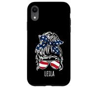 Moño de pelo desordenado Leila con diseños de gafas de sol con cinta de EE. UU Carcasa para iPhone XR