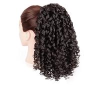 Moño de Pelo Extensión de cabello de cola de caballo con cordón de 12 ", peluca de cola de caballo rizada sintética, pinza de pelo, cola de caballo rizada elástica for mujeres negras Pieza de Pelo de