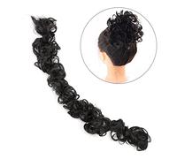 Moño de pelo Extensiones de cabello con cola de caballo flexibles for mujer, postizo de moño DIY, coleteros sintéticos desordenados, banda elástica for el cabello, moños de pelo ondulado for mujer, en