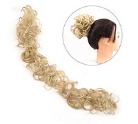 Moño de pelo Extensiones de cabello con cola de caballo flexibles for mujer, postizo de moño DIY, coleteros sintéticos desordenados, banda elástica for el cabello, moños de pelo ondulado for mujer, en