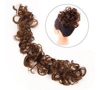 Moño de pelo Extensiones de cabello con cola de caballo flexibles for mujer, postizo de moño DIY, coleteros sintéticos desordenados, banda elástica for el cabello, moños de pelo ondulado for mujer, en