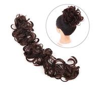 Moño de pelo Extensiones de cabello con cola de caballo flexibles for mujer, postizo de moño DIY, coleteros sintéticos desordenados, banda elástica for el cabello, moños de pelo ondulado for mujer, en