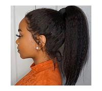 Moño de Pelo Extensiones de cabello de cola de caballo peluda y rizada larga Negro natural con peine de pelo con cordón Bollo de pelo de cola de caballo for mujeres negras Pieza de Pelo de Moño Desord