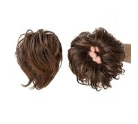 Moño De Pelo Falso 1 pieza de anillo de peluca con cabeza de bola, anillo de pelo rizado de barba larga esponjosa Natural, anillo de cola de caballo, extensión de cabello trenzado, bolsa de peluca, mo