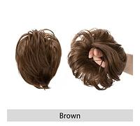 Moño De Pelo Falso 1 pieza de anillo de peluca con cabeza de bola, anillo de pelo rizado de barba larga esponjosa Natural, anillo de cola de caballo, extensión de cabello trenzado, bolsa de peluca, mo