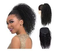 Moño De Pelo Falso Cola de caballo rizada peluda Cabello real brasileño 10-28 pulgadas con cordón Peine for el cabello Extensión de cola de caballo Cabello for mujeres negras Accesorios Para El Cabell