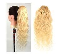 Moño De Pelo Falso Extensiones de cabello de cola de caballo ondulado largo y rizado de 10-24 pulgadas con cordón, rebanadas de cabello, cola de caballo, peluca rubia for mujer, moño for el cabello Ac
