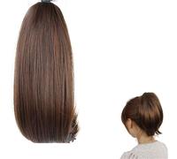 Moño De Pelo Falso Peluca de cola de caballo recta corta de 10 pulgadas con pinzas de garra, peluca de cola de caballo, moño de pelo, pinzas de pelo de cola de caballo sintéticas for mujer Accesorios
