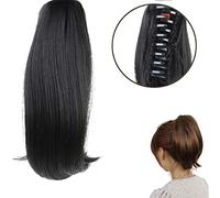 Moño De Pelo Falso Peluca de cola de caballo recta corta de 10 pulgadas con pinzas de garra, peluca de cola de caballo, moño de pelo, pinzas de pelo de cola de caballo sintéticas for mujer Accesorios