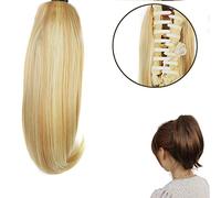 Moño De Pelo Falso Peluca de cola de caballo recta corta de 10 pulgadas con pinzas de garra, peluca de cola de caballo, moño de pelo, pinzas de pelo de cola de caballo sintéticas for mujer Accesorios
