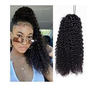 Moño De Pelo Falso Rizo de cola de caballo de pelo brasileño con peine de pelo con cordón Extensiones de cola de caballo Pinza de pelo de cola de caballo rizada for mujeres negras Accesorios Para El C