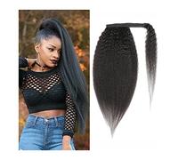 Moño De Pelo Falso Shaggy Ponytail Brazilian Real Hair Wrap Ponytail Extensiones de cabello Hair Slices 8-24 pulgadas Barrette pelucas for mujeres Accesorios Para El Cabello (Color : Wrap Around, Si