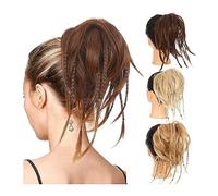 Moño de pelo Moño de pelo desordenado sintético, pelo liso despeinado, moño trenzado elástico, banda de goma, extensiones de cola de caballo for mujeres Pieza de pelo de moño para mujer(SW37-1B)