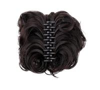 Moño de pelo Moño de pelo for mujer, bandas sintéticas, horquillas de moño corto y rizado, garra en postizos for cabello falso, coletero, negro y marrón Pieza de pelo de moño para mujer(C)