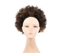 Moño de Pelo Moño de pelo rizado sintético corto de 10 pulgadas con extensiones de cola de caballo con cordón Afro Shaggy Bun Afro for mujeres negras Bollo(P4/30)