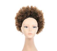 Moño de Pelo Moño de pelo rizado sintético corto de 10 pulgadas con extensiones de cola de caballo con cordón Afro Shaggy Bun Afro for mujeres negras Extensiones De Cabello Pieza De Cabello (Color :