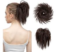 Moño de Pelo Moño desordenado for mujer, cola de caballo corta con banda elástica, peluca, paquete de pelo con lazo, pelo rizado peludo desordenado, moño for mujer Pieza de Pelo de Moño Desordenado (