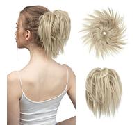 Moño de Pelo Moño desordenado for mujer, cola de caballo corta con banda elástica, peluca, paquete de pelo con lazo, pelo rizado peludo desordenado, moño for mujer Pieza de Pelo de Moño Desordenado (