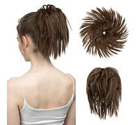 Moño de Pelo Moño desordenado for mujer, cola de caballo corta con banda elástica, peluca, paquete de pelo con lazo, pelo rizado peludo desordenado, moño for mujer Pieza de Pelo de Moño Desordenado (