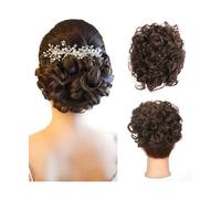 Moño de pelo Moño rizado de pelo grande desordenado con Clips de peine en la cubierta de la cola del pelo extensión de cola de caballo piezas de cabello Natural sintético Piezas de moño para mujer(4)