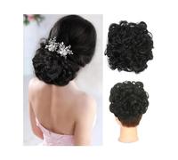 Moño de pelo Moño rizado de pelo grande desordenado con Clips de peine en la cubierta de la cola del pelo extensión de cola de caballo piezas de cabello Natural sintético Piezas de moño para mujer(1)