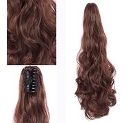 Moño de Pelo Peluca de fibra sintética de pelo largo ondulado grande de 24 pulgadas, Clips de garra Natural esponjosa, extensiones de cola de caballo for mujer, moño Bollo(33)