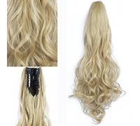 Moño de Pelo Peluca de fibra sintética de pelo largo ondulado grande de 24 pulgadas, Clips de garra Natural esponjosa, extensiones de cola de caballo for mujer, moño Bollo(24)