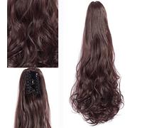 Moño de Pelo Peluca de fibra sintética de pelo largo ondulado grande de 24 pulgadas, Clips de garra Natural esponjosa, extensiones de cola de caballo for mujer, moño Bollo(99J)
