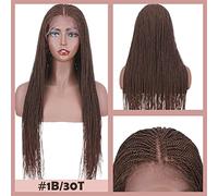 Moño de Pelo Peluca trenzada torcida de 30 pulgadas, peluca trenzada de encaje negro largo, pelo largo liso for mujer, tocado de fibra sintética, moño for el pelo Extensiones De Cabello Pieza De Cabel