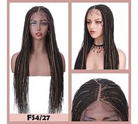 Moño de Pelo Peluca trenzada torcida de 30 pulgadas, peluca trenzada de encaje negro largo, pelo largo liso for mujer, tocado de fibra sintética, moño for el pelo Extensiones De Cabello Pieza De Cabel