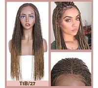 Moño de Pelo Peluca trenzada torcida de 30 pulgadas, peluca trenzada de encaje negro largo, pelo largo liso for mujer, tocado de fibra sintética, moño for el pelo Extensiones De Cabello Pieza De Cabel
