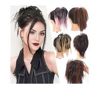 Moño de pelo Postizo de moño de pelo liso desordenado for mujeres, moños de pelo despeinados, extensiones de cola de caballo, moños de clip de garra sintético de aspecto natural Pieza de pelo de moño