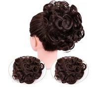 Moño de pelo sintético desordenado para mujer, moño, moño, postizo, Updo, rizado, extensión de moño, peines, clip en moño desordenado, pieza de pelo para mujer, moño (color: 4#)