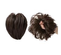 Moño de pelo sintético falso, postizo afro rizado, envuelto, pieza desordenada, elástico Look Elegante Chic(Dark brown)