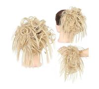 Moño de pelo Tousled Updo Messy Bun Hair Piece Straight Curly Mix Extensiones de cola de caballo Fake Synthetic Elastic Band Scrunchies Hairpiece for mujeres niñas Pieza de pelo de moño para mujer(Q17