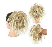 Moño de pelo Tousled Updo Messy Bun Hair Piece Straight Curly Mix Extensiones de cola de caballo Fake Synthetic Elastic Band Scrunchies Hairpiece for mujeres niñas Pieza de pelo de moño para mujer(Q17