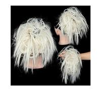 Moño de pelo Tousled Updo Messy Bun Hair Piece Straight Curly Mix Extensiones de cola de caballo Fake Synthetic Elastic Band Scrunchies Hairpiece for mujeres niñas Pieza de pelo de moño para mujer(Q17
