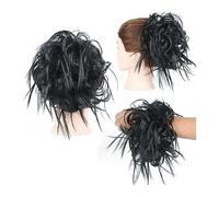 Moño de pelo Tousled Updo Messy Bun Hair Piece Straight Curly Mix Extensiones de cola de caballo Fake Synthetic Elastic Band Scrunchies Hairpiece for mujeres niñas Pieza de pelo de moño para mujer(Q17