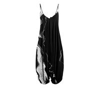 Mono de Peto para Mujer Estilo Informal Boho Estampado Floral Retro Suelto Elegante de Pierna Ancha, Pantalones Ancho Mujer de Vestir Mono Largo Verano Sin Mangas (E,XXL,XXL)