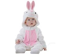 Mono de Pila para Bebé Recién Nacido Niños y Niñas Temporada Primavera Invierno Tejido Felpa con Diseño de Conejo Manga Larga Cómodo (White, 6-12 Months)