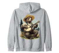 Mono de Sombrero de Paja para Reproductor de música Popular Banjo Bear Sudadera con Capucha